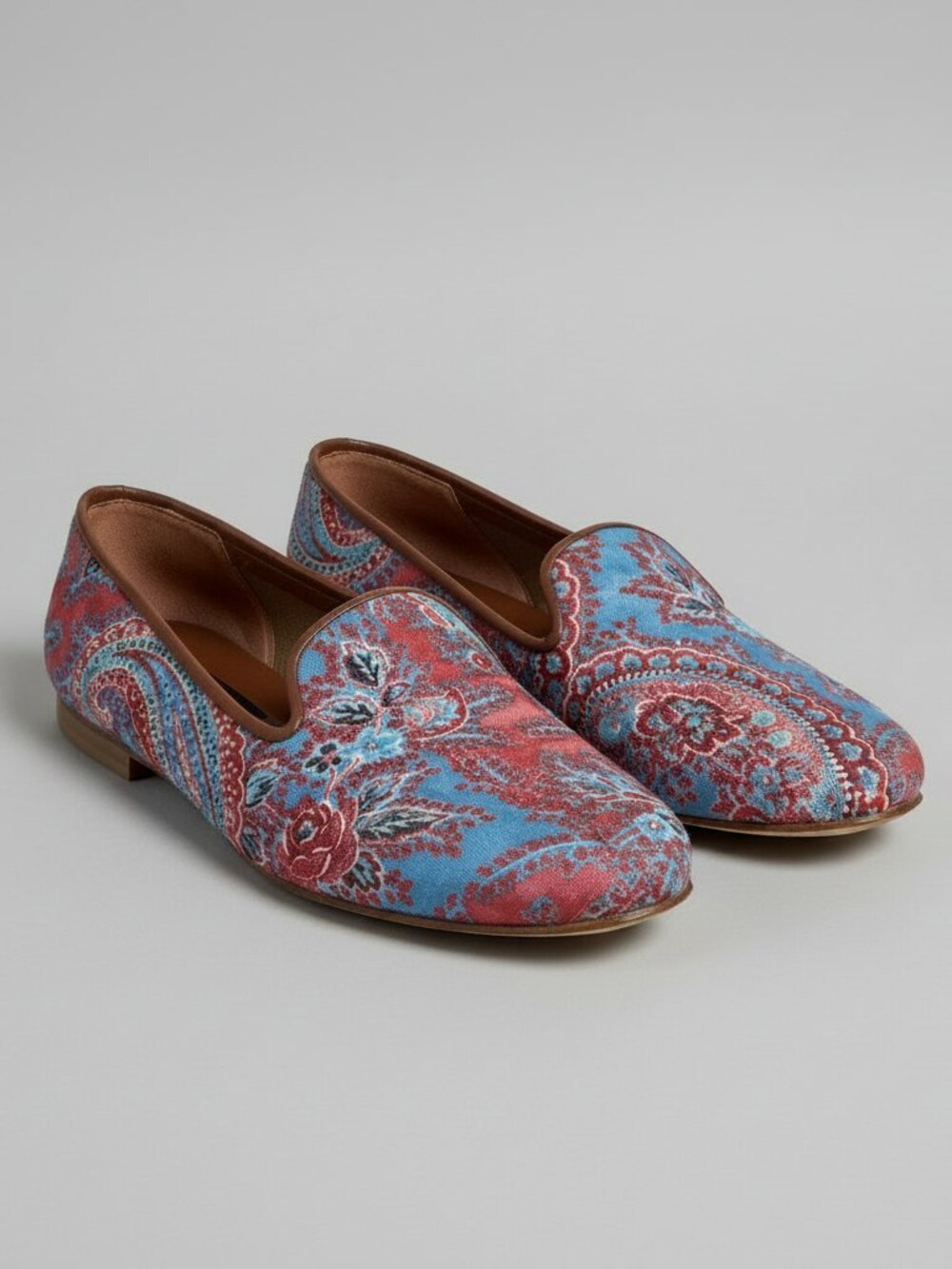 Zalo blue & red paisley flats, size 8.5